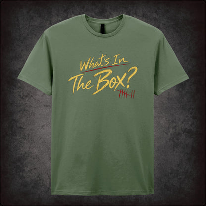 ‘What’s in the box?’ quote T-shirt in military green from Se7en