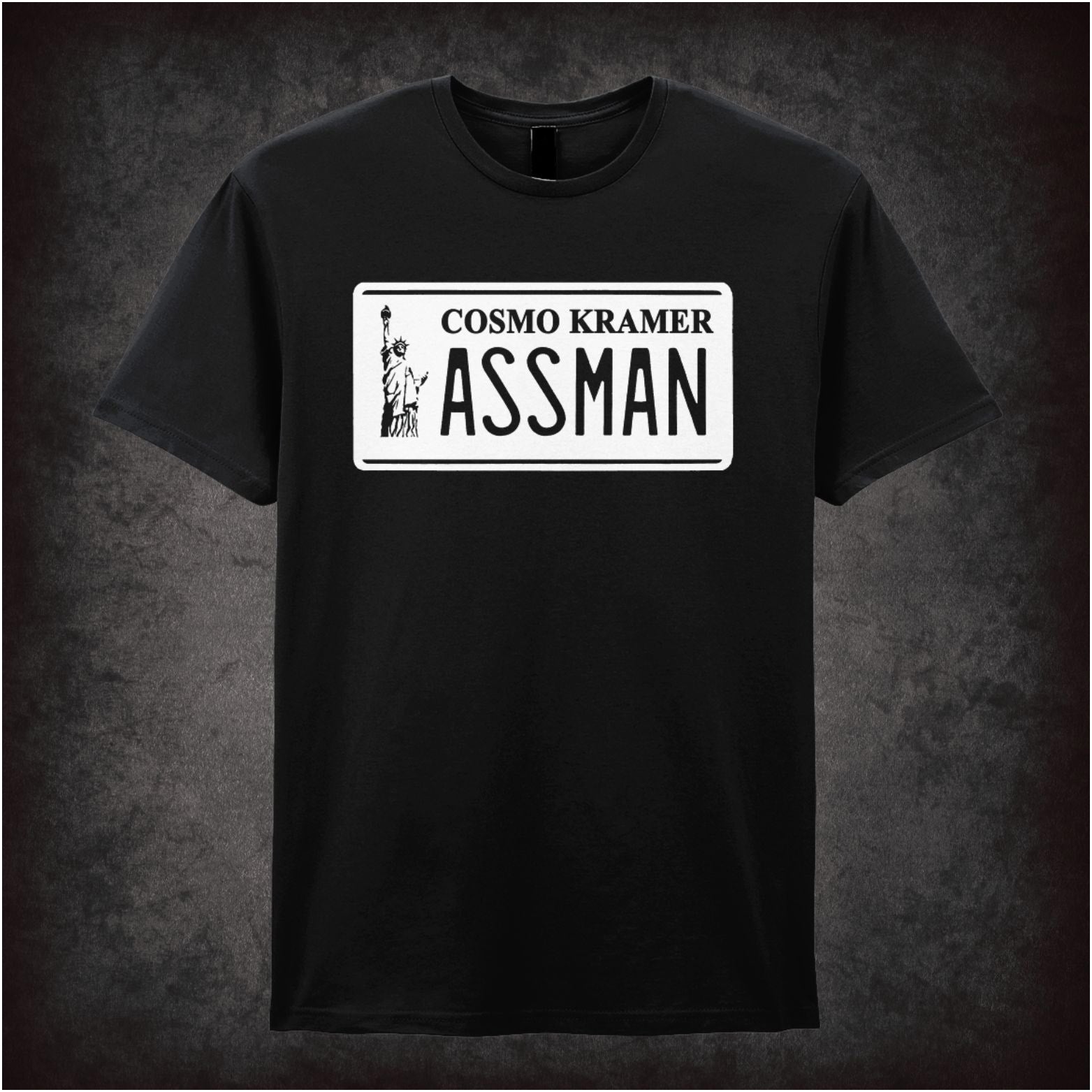 “Cosmo Kramer ‘Assman’ license plate T-shirt from Seinfeld”
