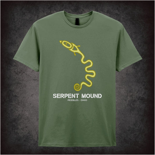Serpent Mound inspired unisex T-shirt with graphic design