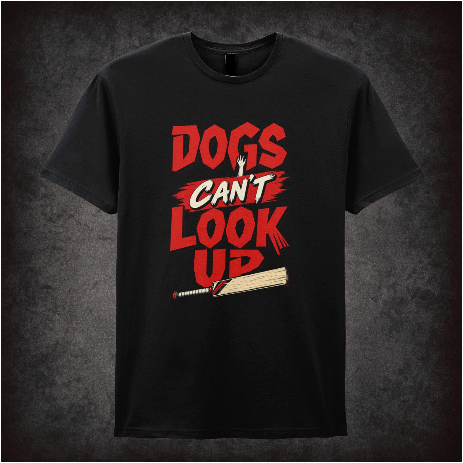 ‘Dogs can’t look up’ quote T-shirt in black from Shaun of the Dead