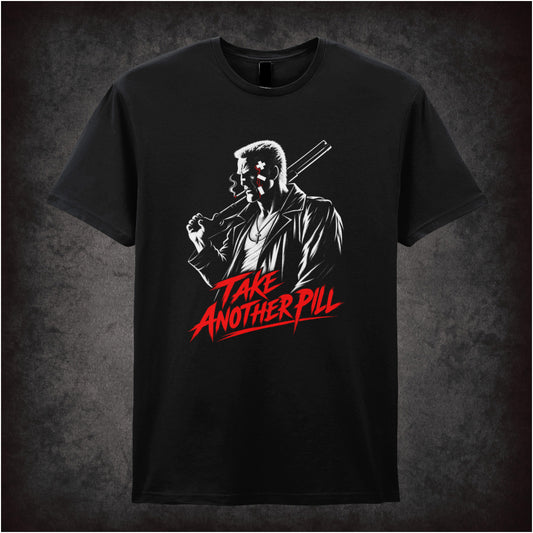 Marv face ‘take another pill’ T-shirt in black from Sin City
