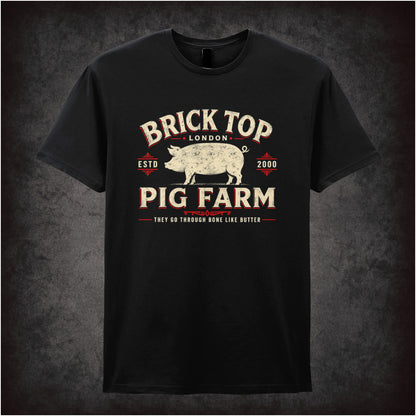 Brick Top’s Pig Farm logo T-shirt in black from Snatch