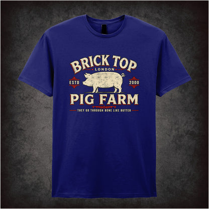 Brick Top’s Pig Farm logo T-shirt in navy from Snatch