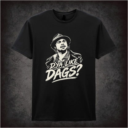 Mickey O’Neil ‘D'ya Like Dags?’ portrait T-shirt in black from Snatch