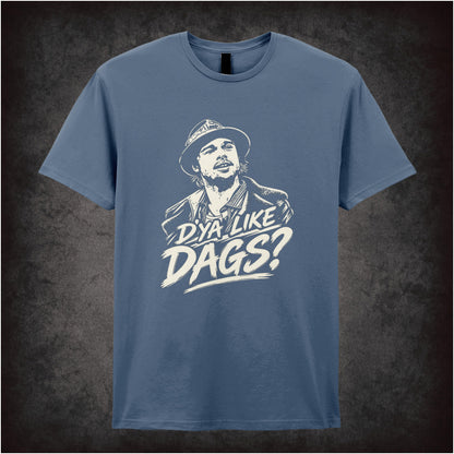 Mickey O’Neil ‘D'ya Like Dags?’ portrait T-shirt in indigo from Snatch