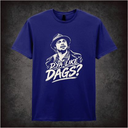 Mickey O’Neil ‘D'ya Like Dags?’ portrait T-shirt in navy from Snatch