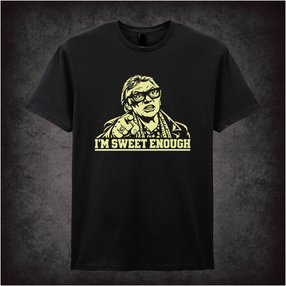 Brick Top ‘I’m sweet enough’ portrait T-shirt in black from Snatch