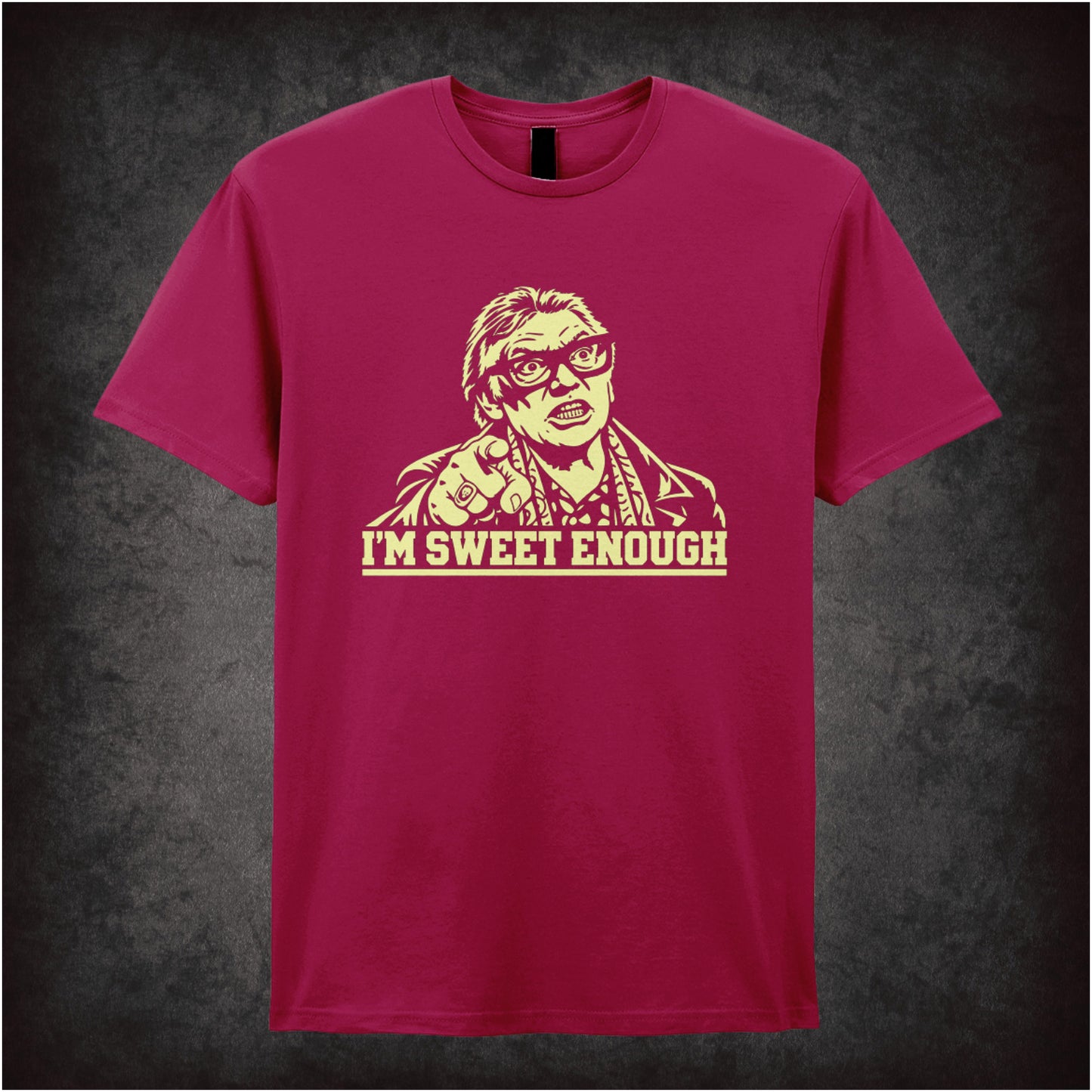 Brick Top ‘I’m sweet enough’ portrait T-shirt in cardinal red from Snatch