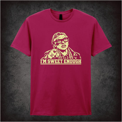 Brick Top ‘I’m sweet enough’ portrait T-shirt in cardinal red from Snatch
