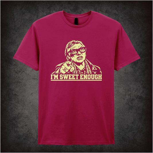 Brick Top ‘I’m sweet enough’ portrait T-shirt in cardinal red from Snatch