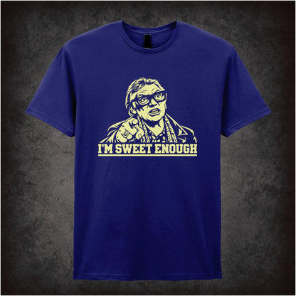 Brick Top ‘I’m sweet enough’ portrait T-shirt in navy from Snatch