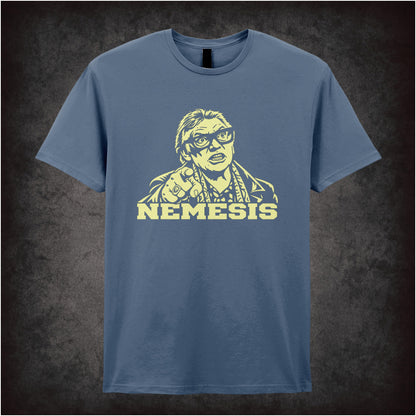 Brick Top ‘Nemesis’ portrait T-shirt in indigo from Snatch