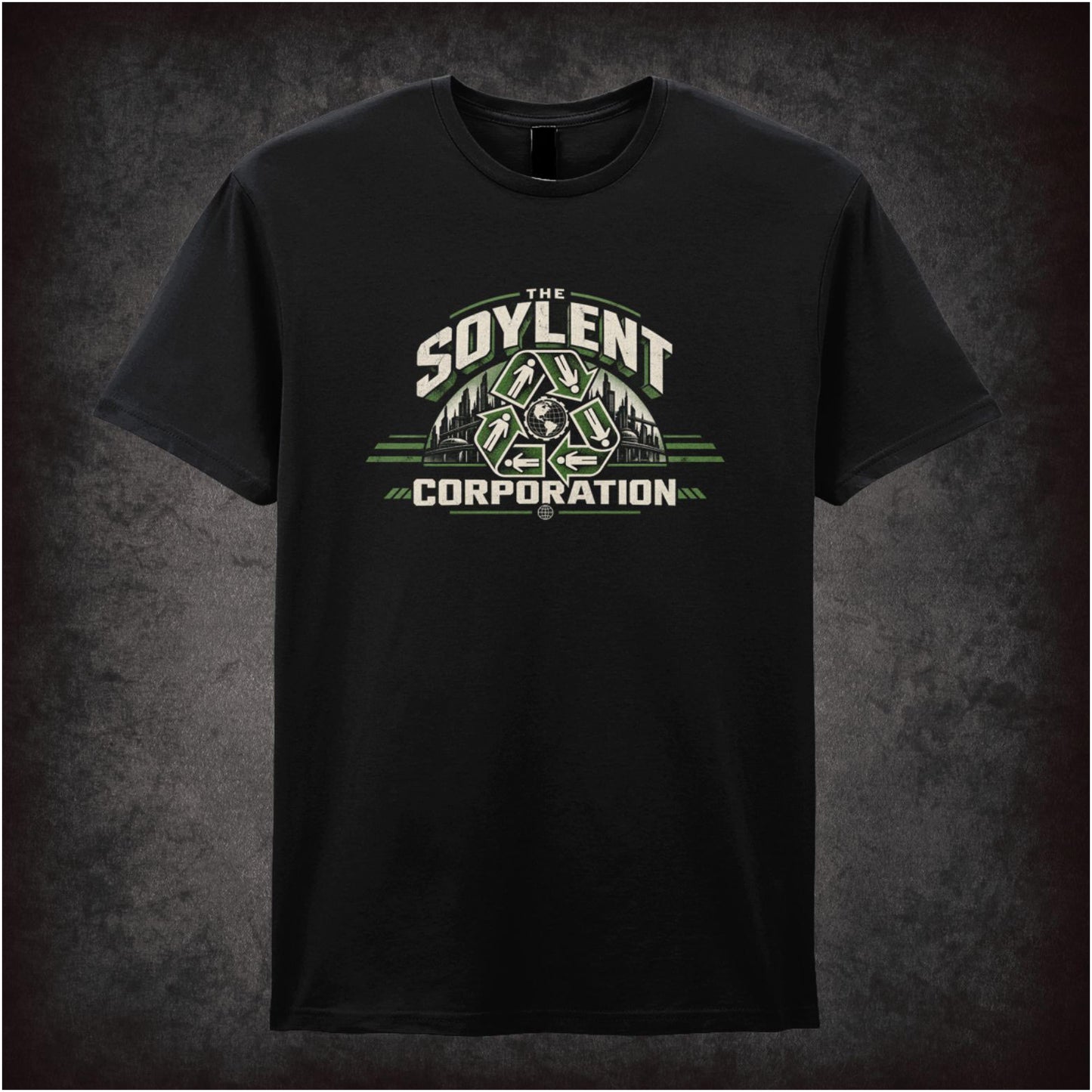 Soylent Corporation recycling logo T-shirt in black from Soylent Green