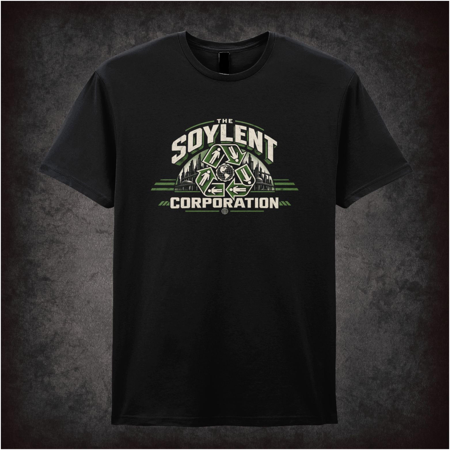 Soylent Corporation recycling logo T-shirt in black from Soylent Green