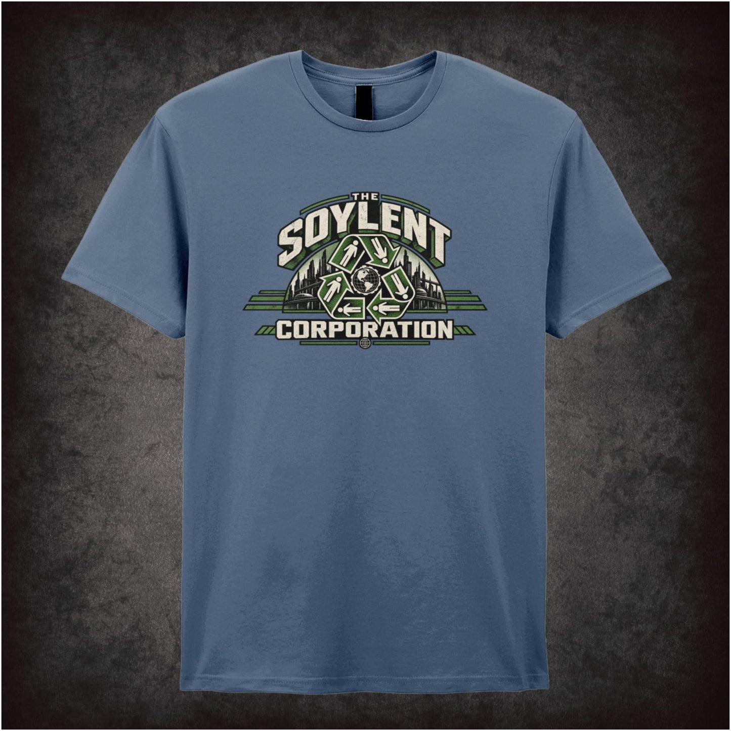 Soylent Corporation recycling logo T-shirt in indigo from Soylent Green