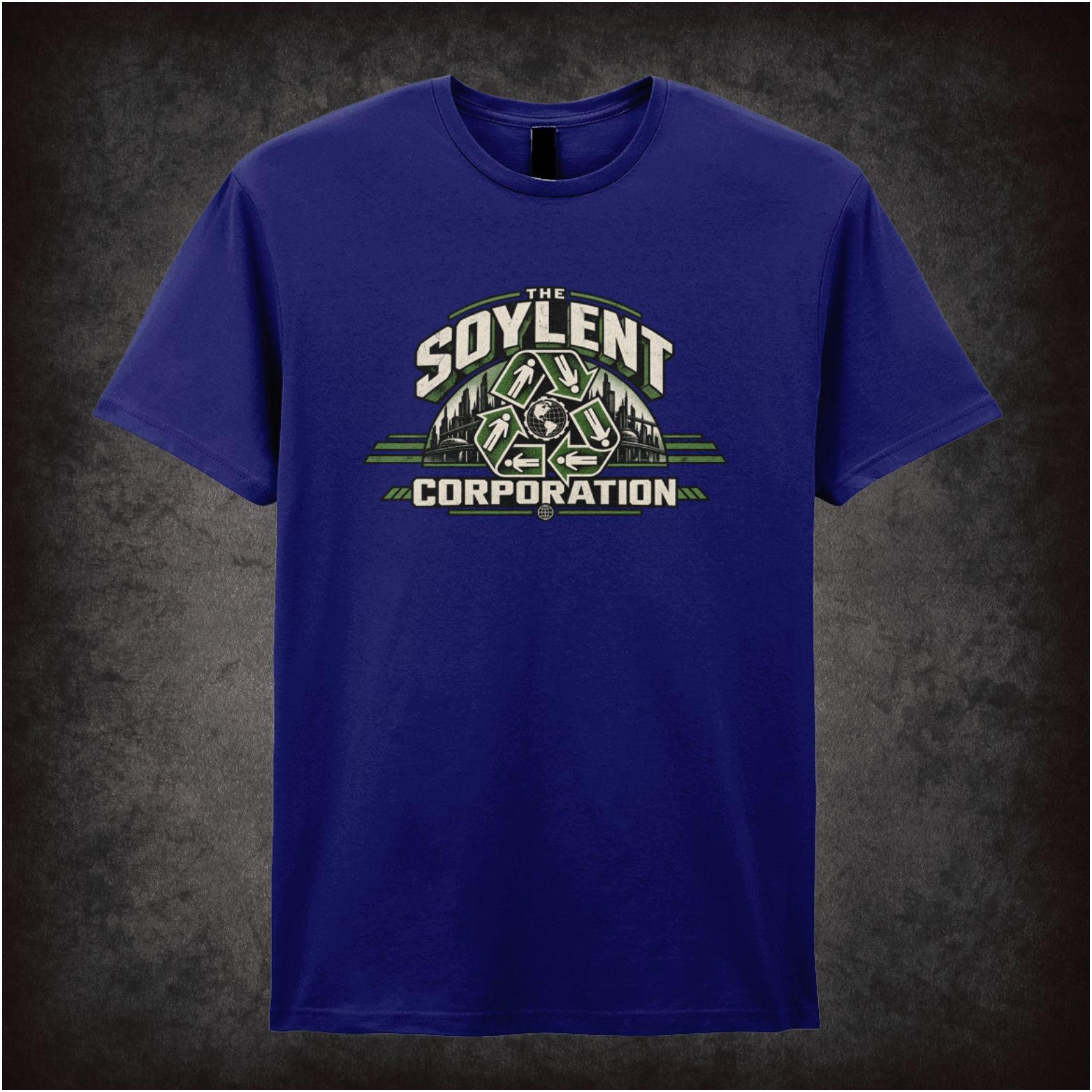 Soylent Corporation recycling logo T-shirt in navy from Soylent Green