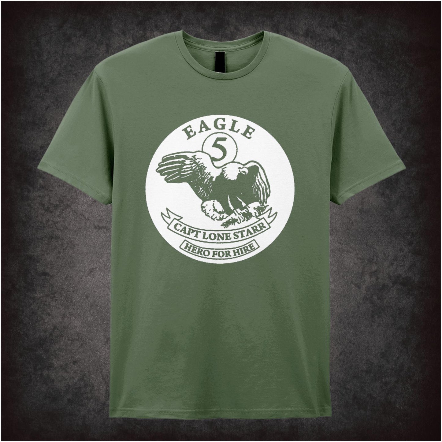 Eagle 5 Captain Lone Starr Hero For Hire – Cult Comedy Graphic T-Shirt