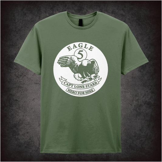 Eagle 5 Captain Lone Starr Hero For Hire – Cult Comedy Graphic T-Shirt