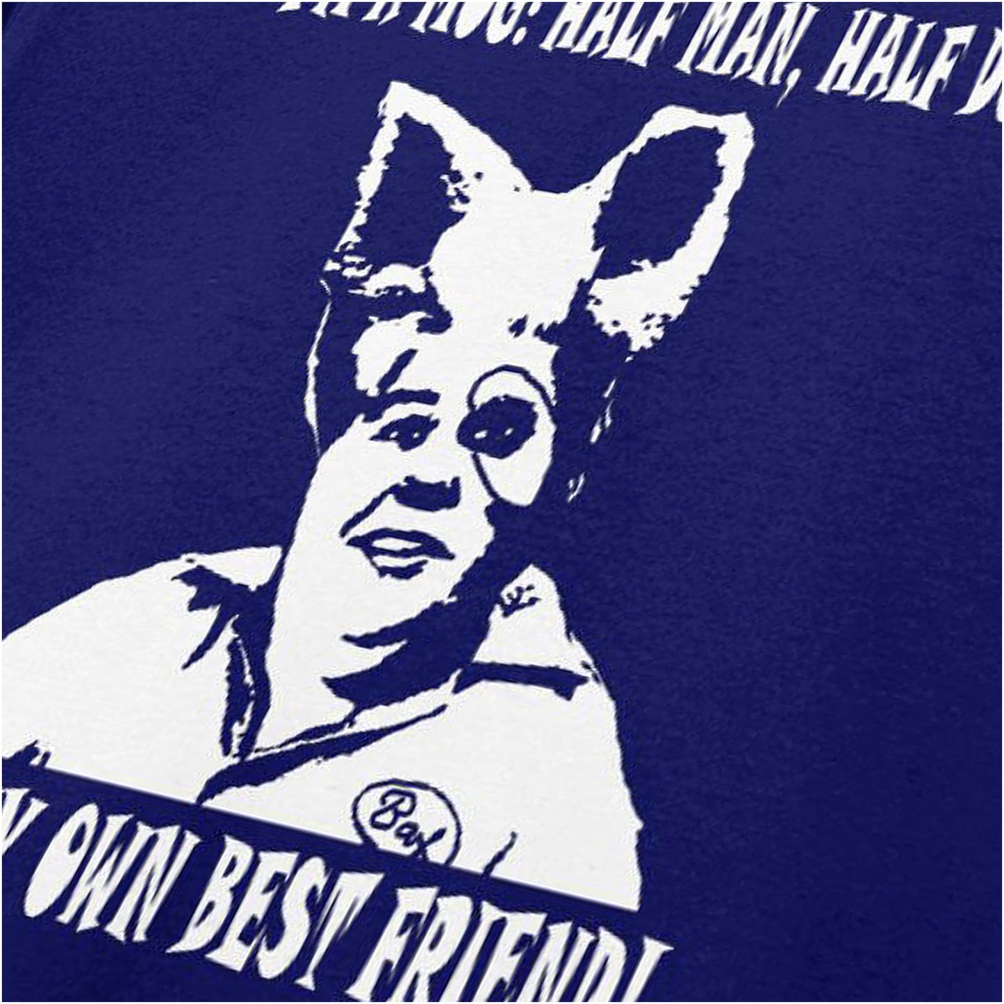 Barf ‘I’m a Mog: half man, half dog’ close up T-shirt in navy from Spaceballs