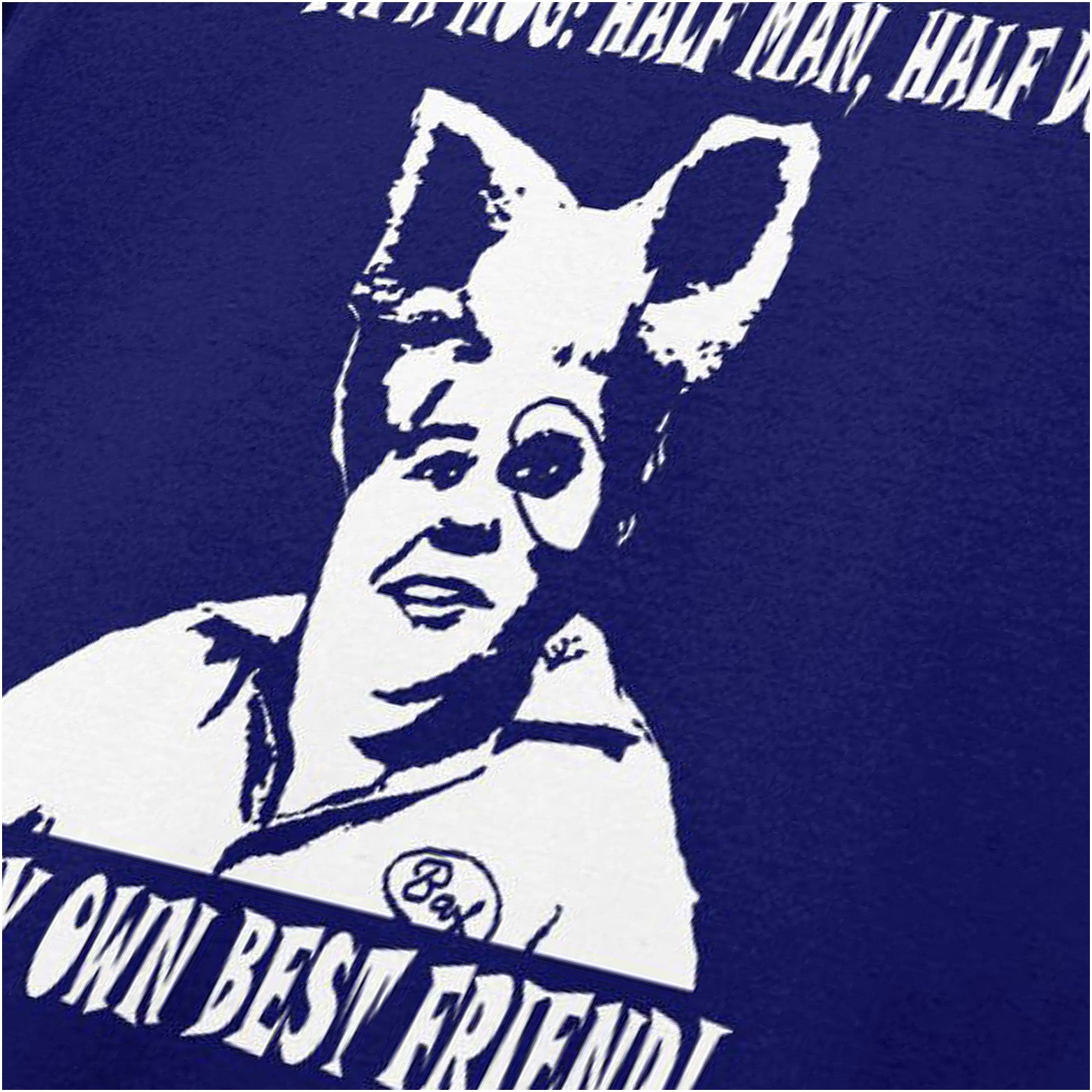 Barf ‘I’m a Mog: half man, half dog’ close up T-shirt in navy from Spaceballs