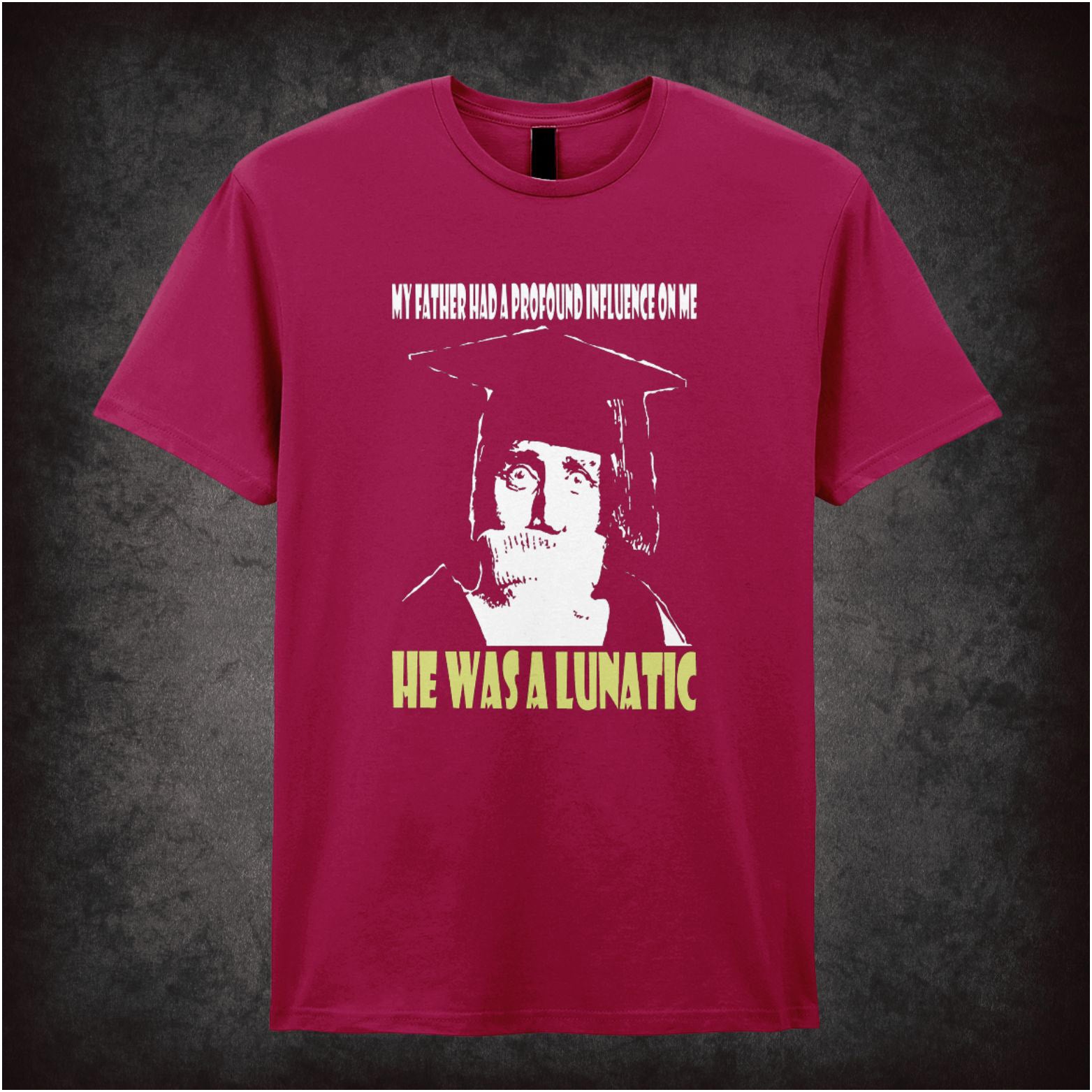 “Spike Milligan ‘My father had a profound influence on me… he was a lunatic’ T-shirt from Spike Milligan”