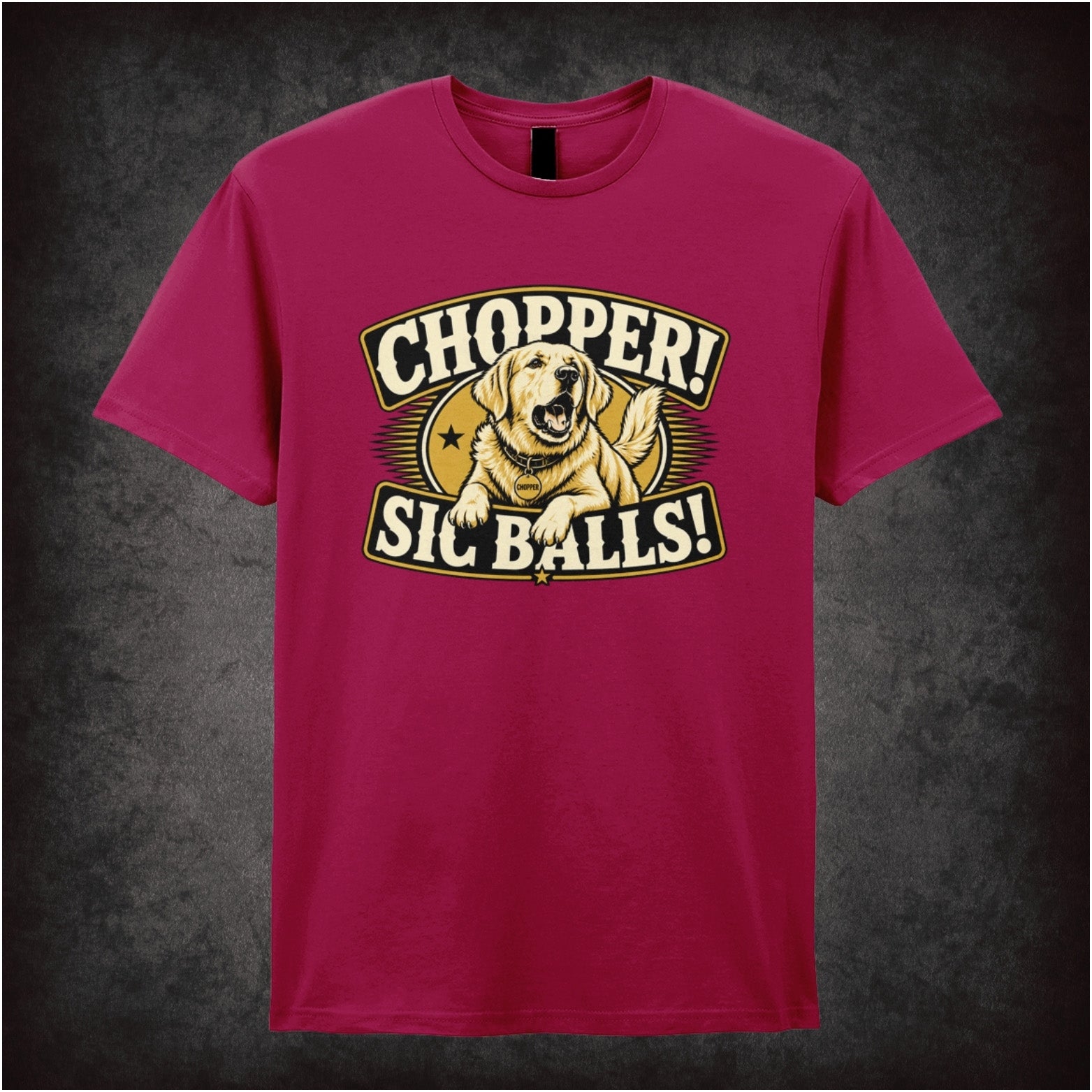 Chopper! Sic Balls! T-shirt in cardinal red from Stand By Me