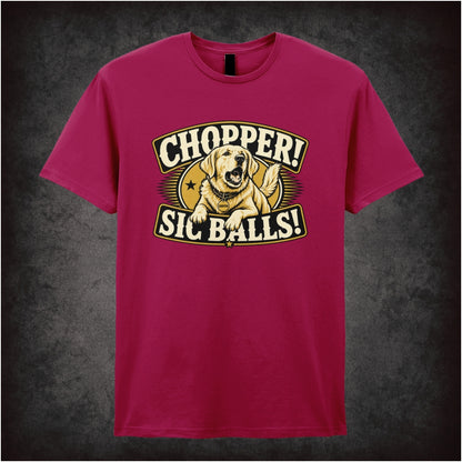 Chopper! Sic Balls! T-shirt in cardinal red from Stand By Me