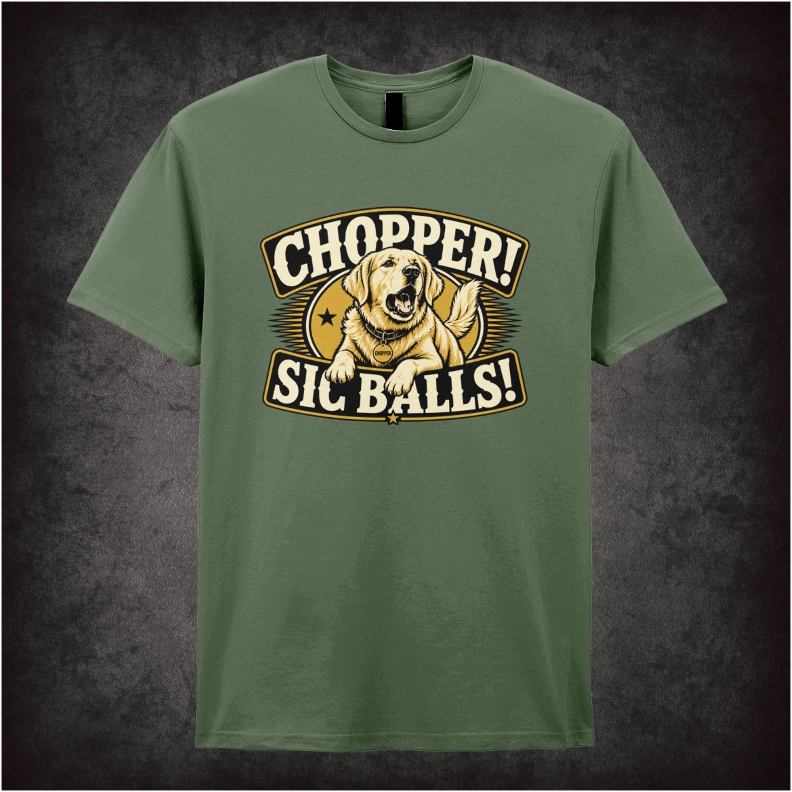 Chopper! Sic Balls! T-shirt in military green from Stand By Me