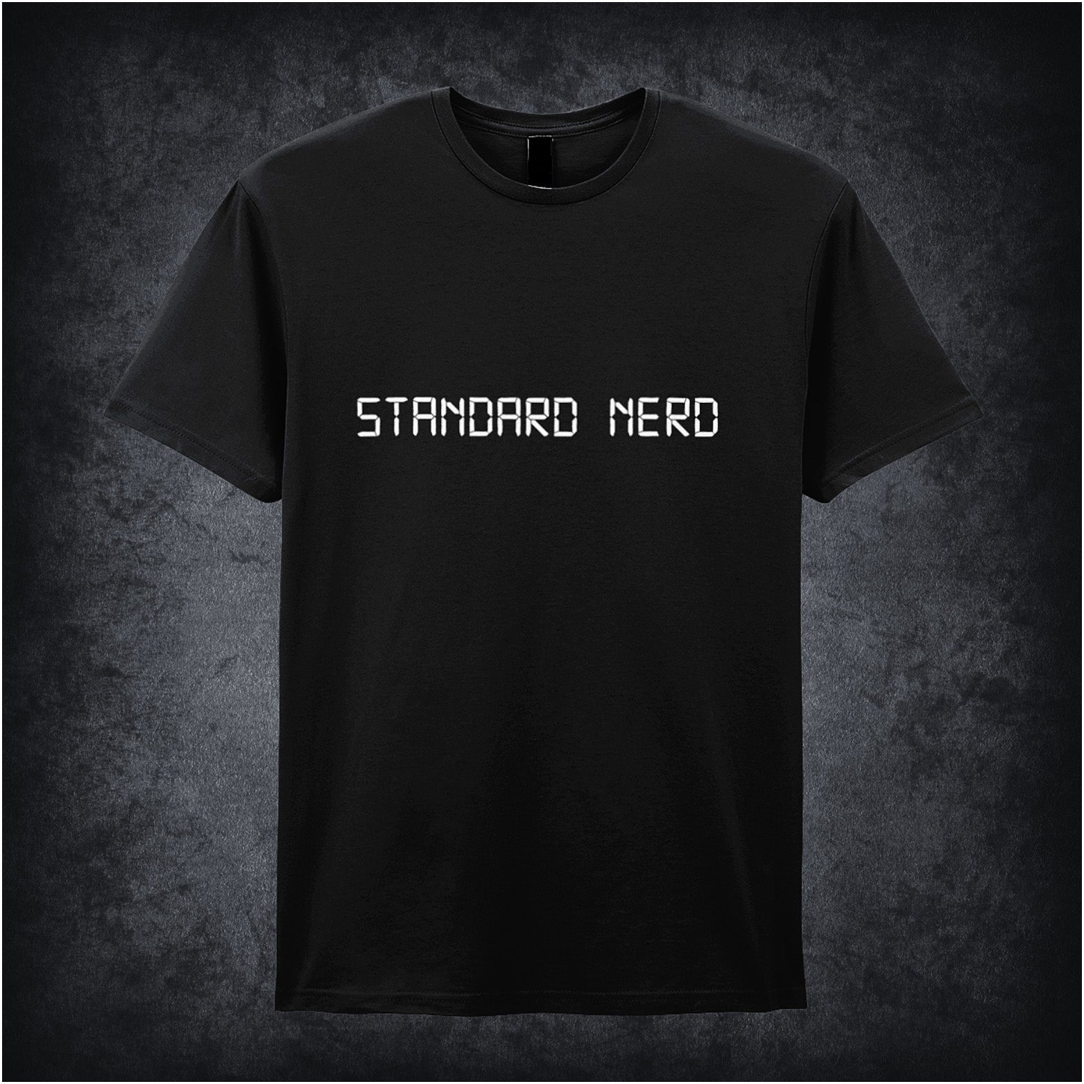 Black unisex T-shirt featuring the phrase 'Standard Nerd' from The IT Crowd