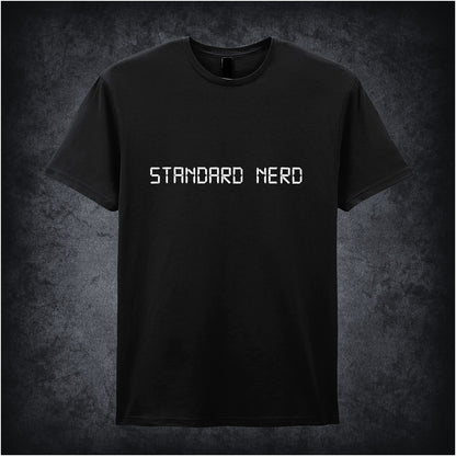 Black unisex T-shirt featuring the phrase 'Standard Nerd' from The IT Crowd