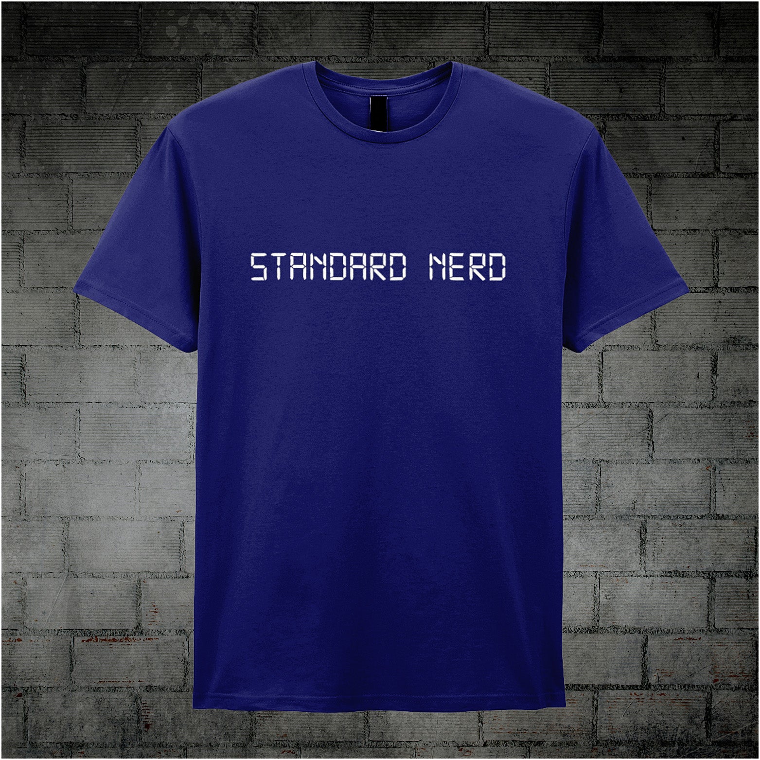navy unisex T-shirt featuring the phrase 'Standard Nerd' from The IT Crowd