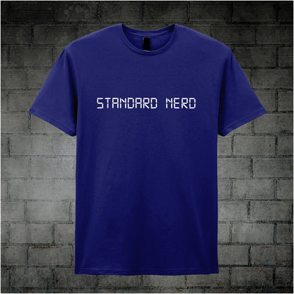 navy unisex T-shirt featuring the phrase 'Standard Nerd' from The IT Crowd
