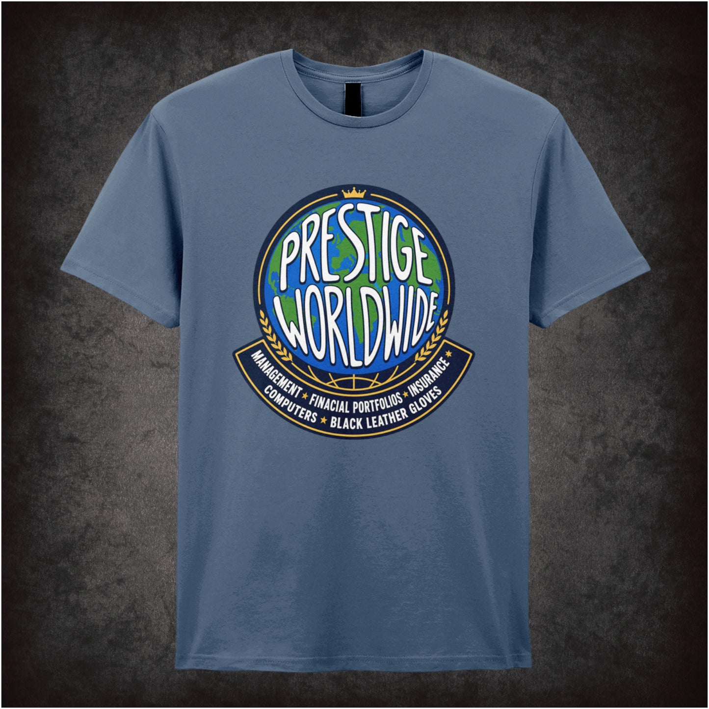 Prestige Worldwide T-shirt in indigo from Step Brothers