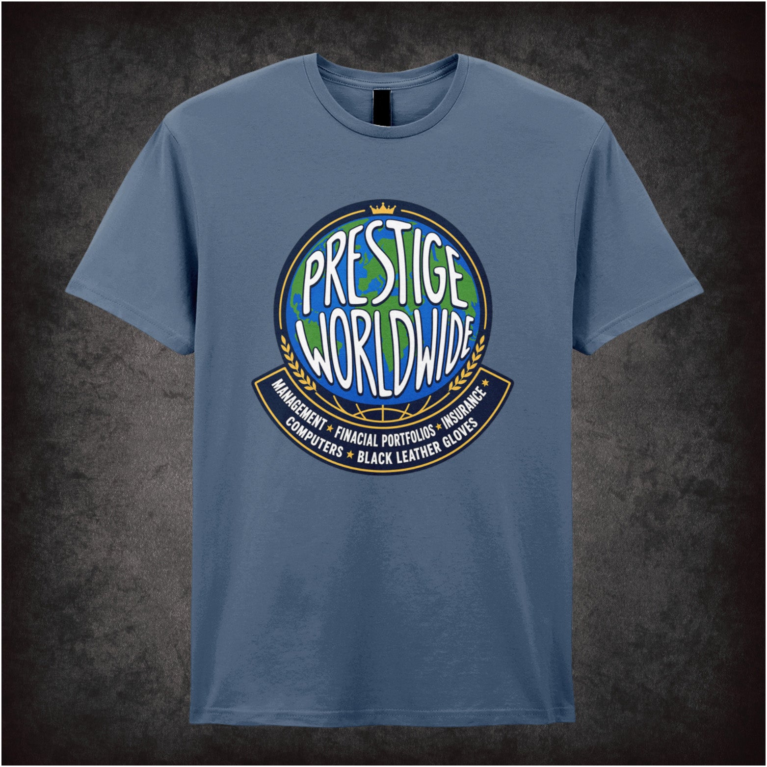 Prestige Worldwide T-shirt in indigo from Step Brothers
