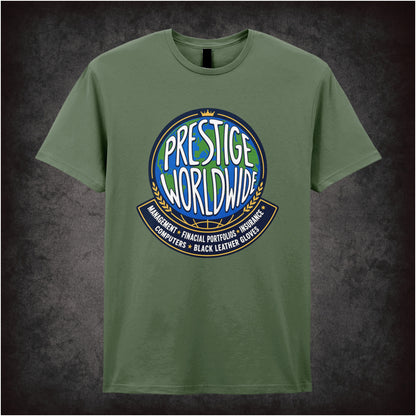 Prestige Worldwide T-shirt in military green from Step Brothers