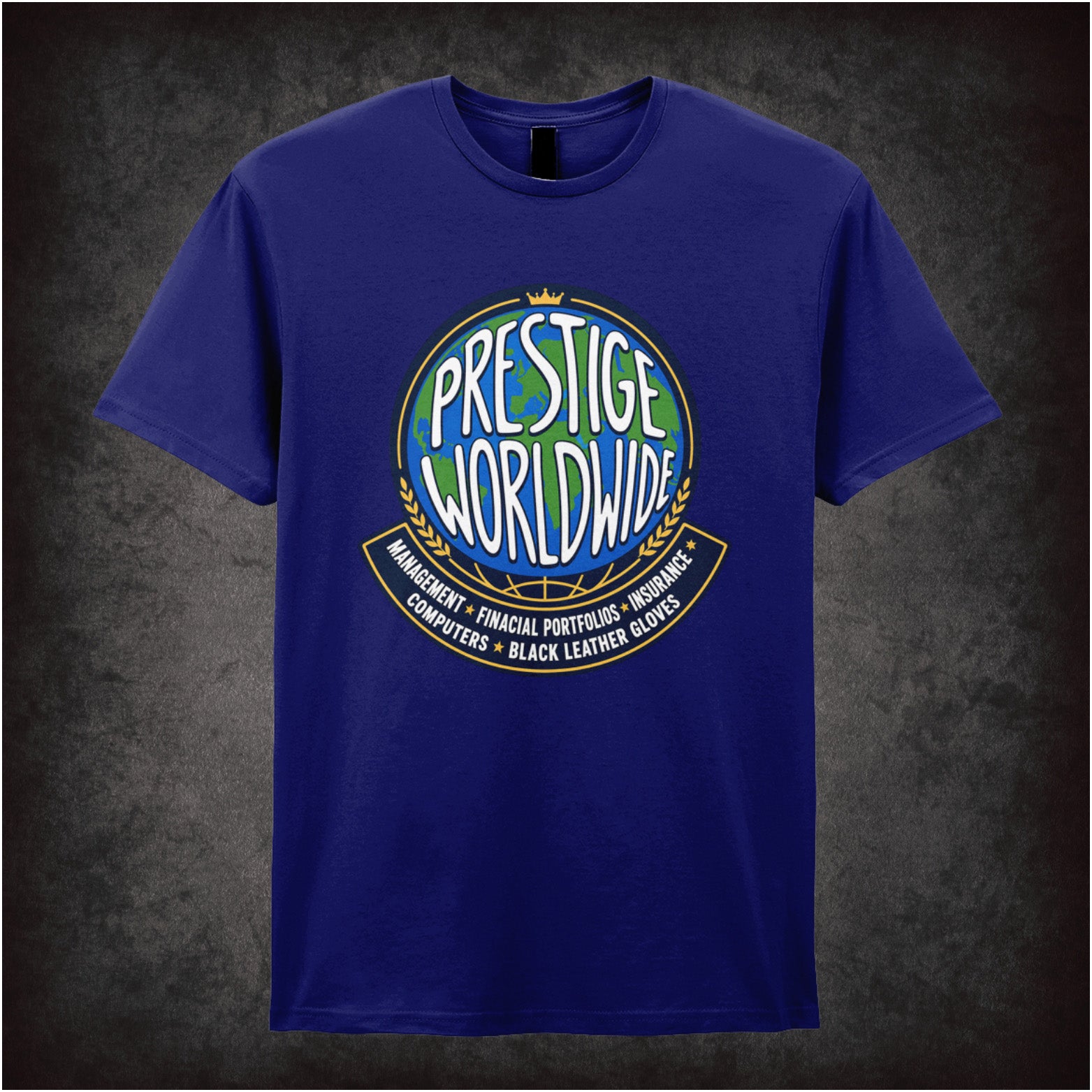 Prestige Worldwide T-shirt in navy from Step Brothers