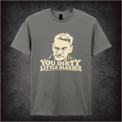 “Albert Steptoe ‘You dirty little bleeder’ T-shirt in charcoal from Steptoe and Son”