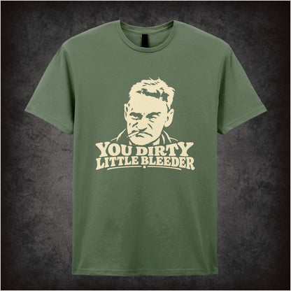 “Albert Steptoe ‘You dirty little bleeder’ T-shirt in military green from Steptoe and Son”