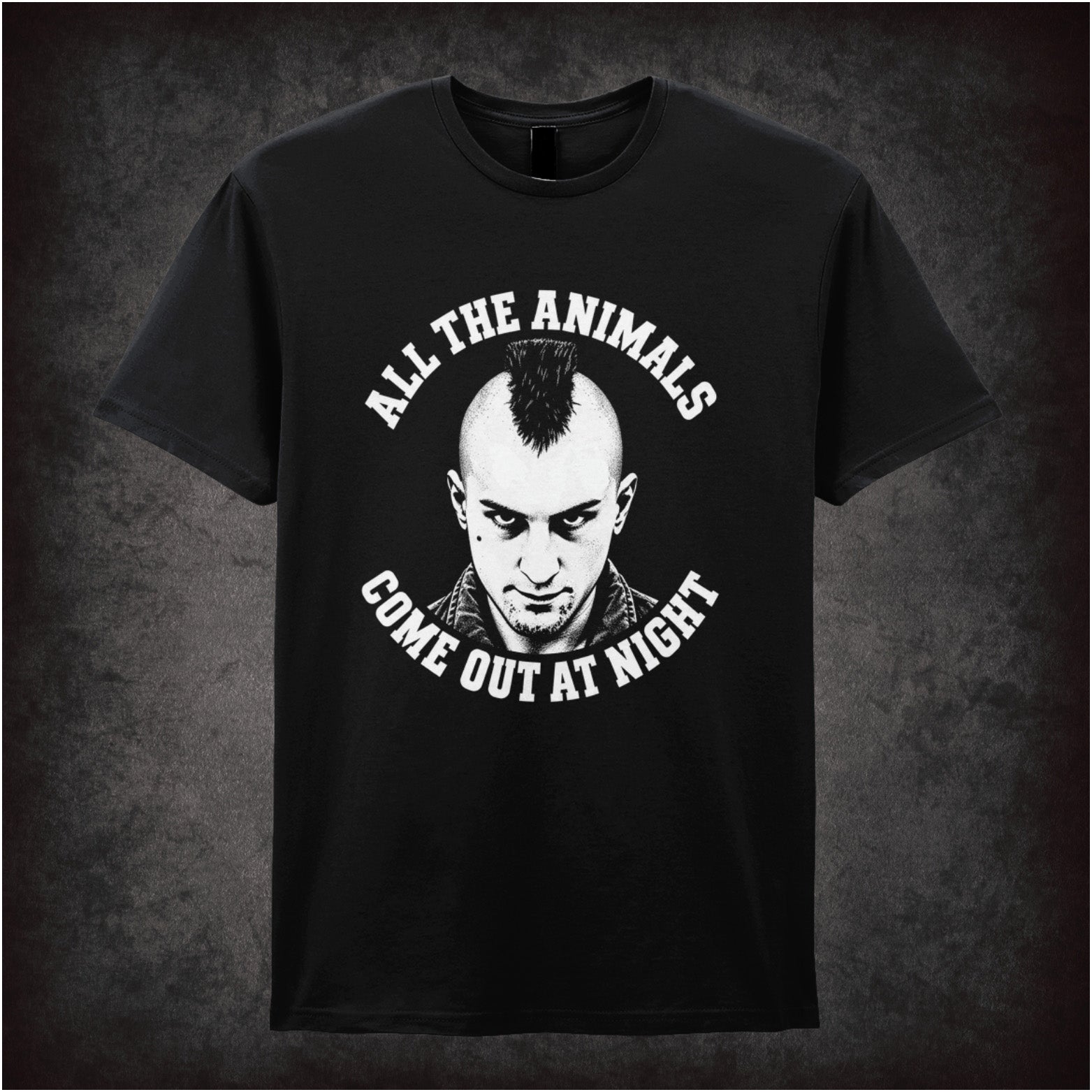 All the animals come out at night Travis Bickle T-shirt in black from Taxi Driver
