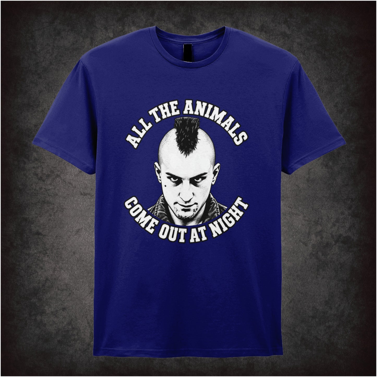 All the animals come out at night Travis Bickle T-shirt in navy from Taxi Driver