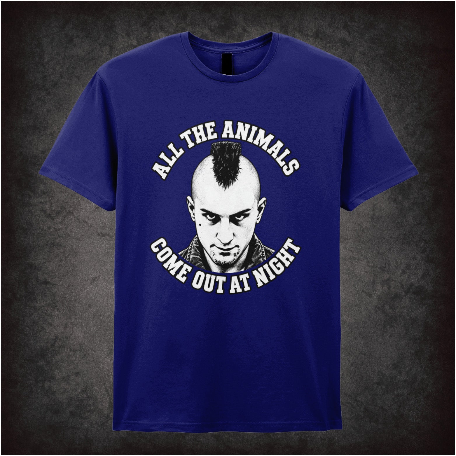 All the animals come out at night Travis Bickle T-shirt in navy from Taxi Driver