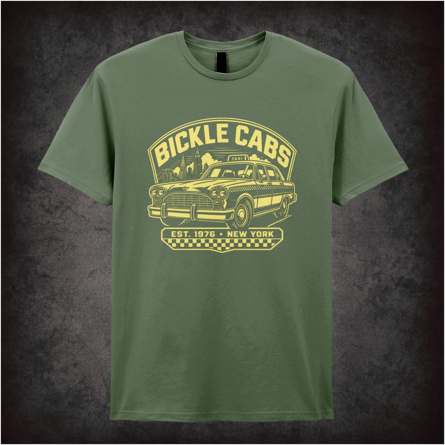 Bickle Cabs logo Travis Bickle T-shirt in military green from Taxi Driver