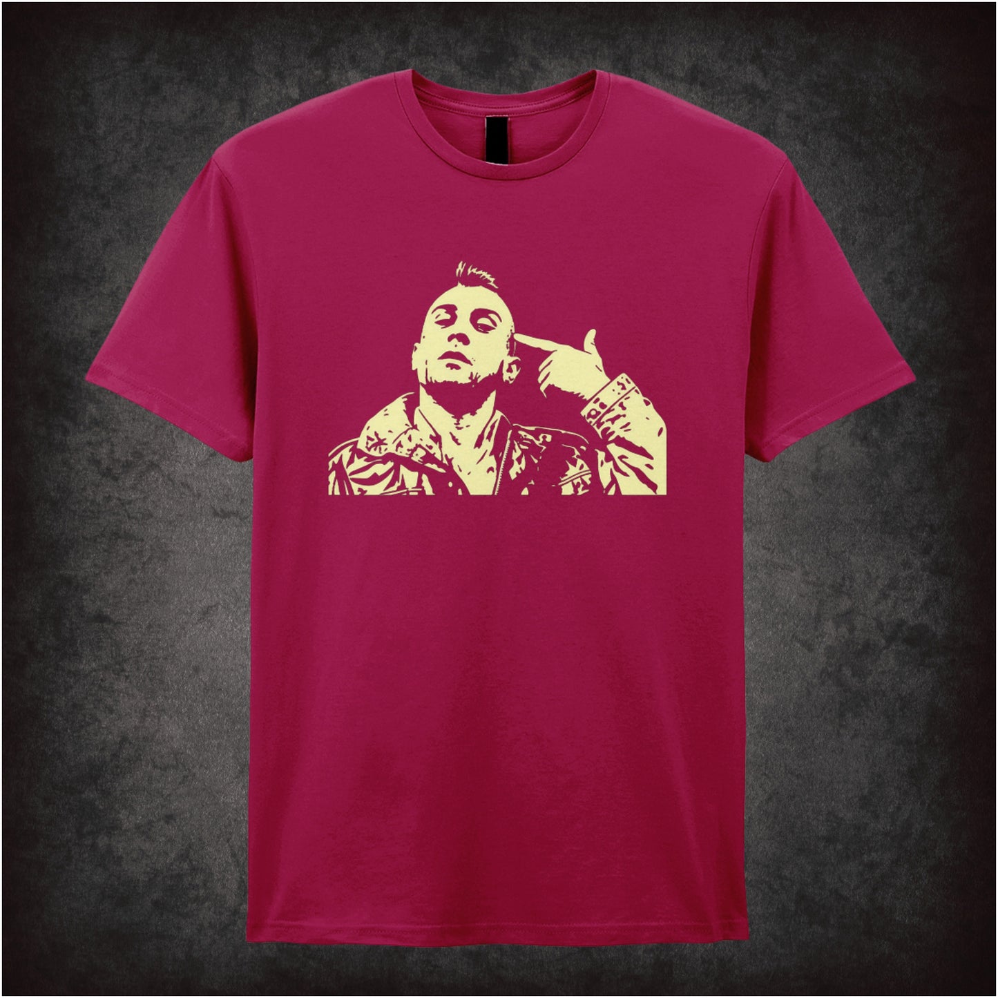 Travis Bickle “you talkin’ to me?” silhouette T-shirt in cardinal red from Taxi Driver