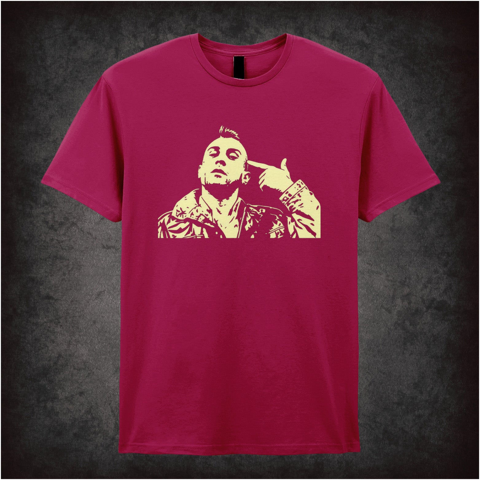 Travis Bickle “you talkin’ to me?” silhouette T-shirt in cardinal red from Taxi Driver