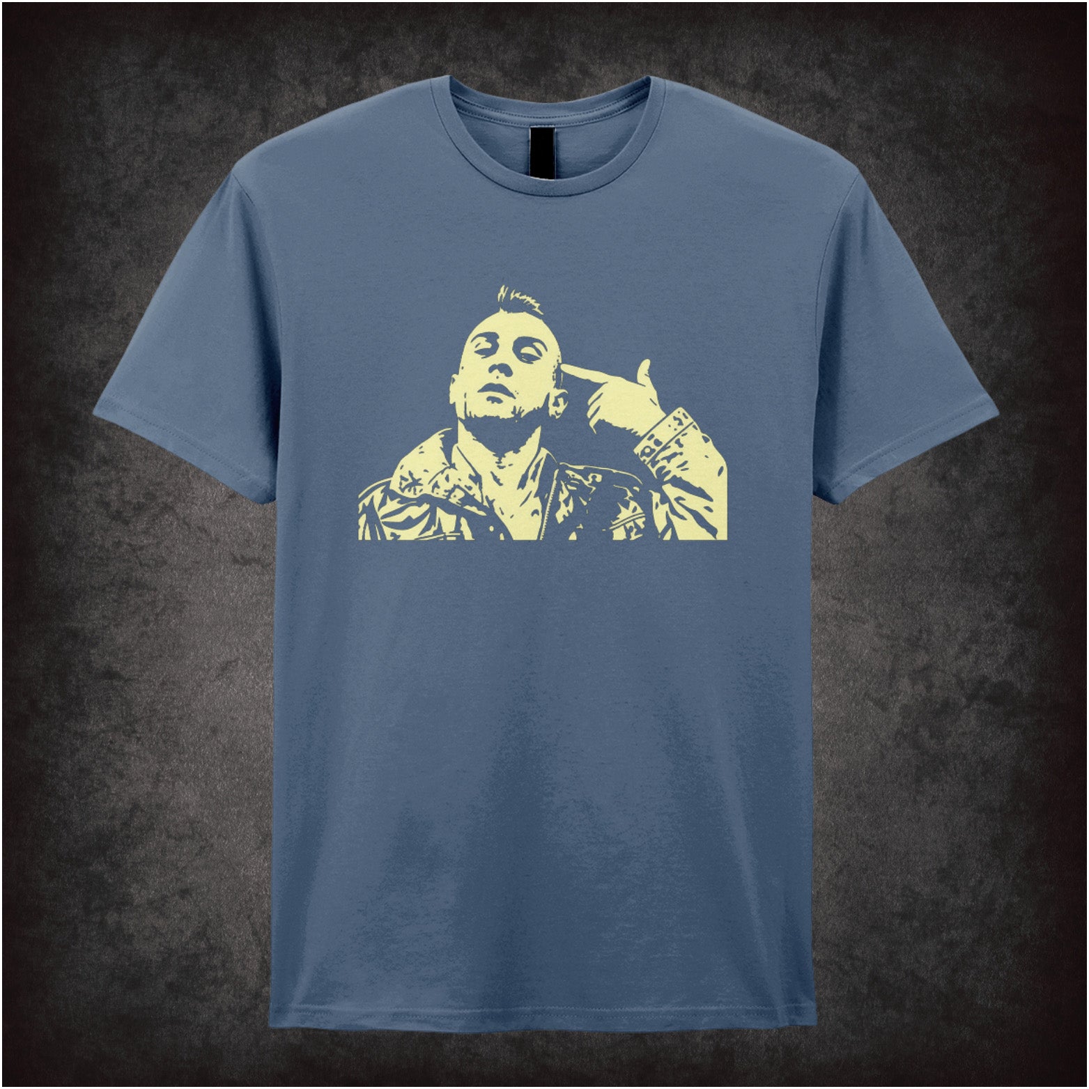 Travis Bickle “you talkin’ to me?” silhouette T-shirt in indigo from Taxi Driver