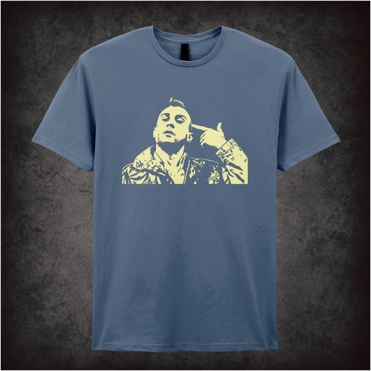 Travis Bickle “you talkin’ to me?” silhouette T-shirt in indigo from Taxi Driver