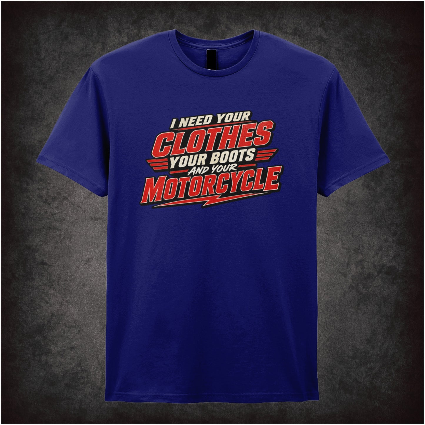 ‘I need your clothes, your boots and your motorcycle’ quote T-shirt  in navy from The Terminator