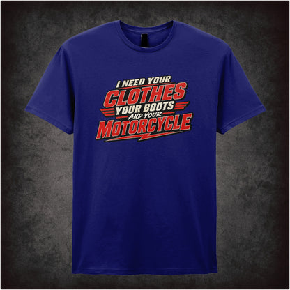 ‘I need your clothes, your boots and your motorcycle’ quote T-shirt  in navy from The Terminator
