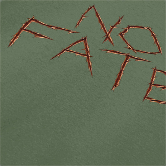 No Fate close up T-shirt in military green inspired by The Terminator 2