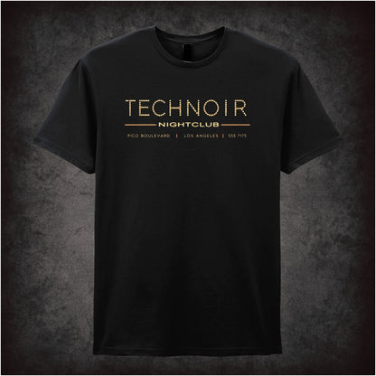 Tech Noir nightclub marquee logo T-shirt in black from The Terminator